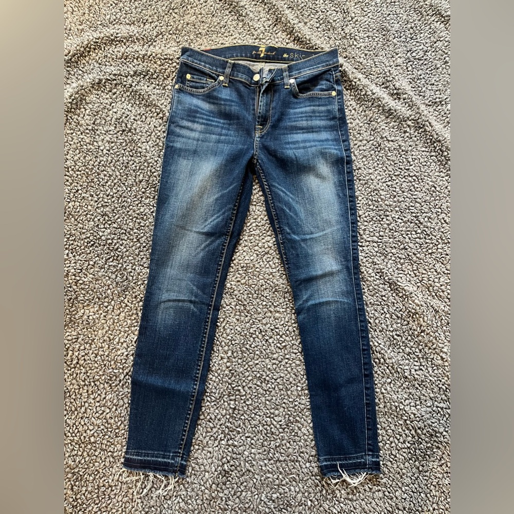 7 For All Mankind Ankle Straight Size 28 Color Indigo Stripe